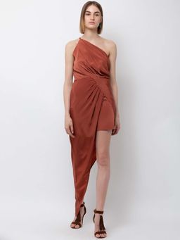 Dodo & Moa - Women Rust Solid Dress
