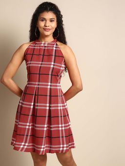 Dodo & Moa - Women Red Checks Dress
