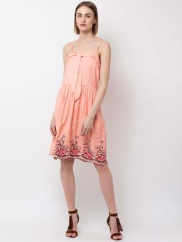 Dodo & Moa - Women Coral Floral Printed Dress