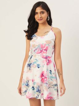 Dodo & Moa - Women White Floral Printed Dress