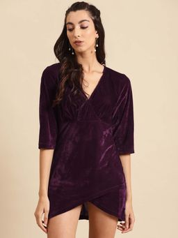 Dodo & Moa - Purple Solid Mini Dress