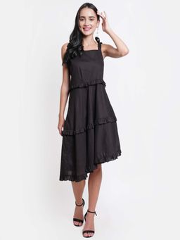 Dodo & Moa - Black Solid Tiered Dress