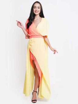 Dodo & Moa - Yellow Self Design Dress
