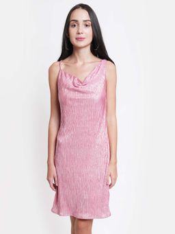 Dodo & Moa - Pink Cowl Neck Solid Dress