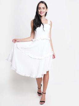 Dodo & Moa - White Solid Tiered Dress