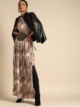 Dodo & Moa - Animal Printed Halter Neck Dress