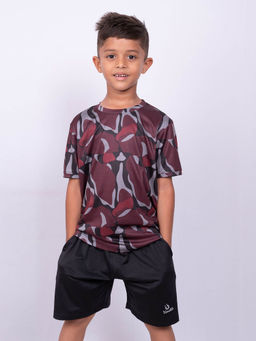 UMILDO - Active Wear Boy's Regular Fit T-Shirt- Maroon