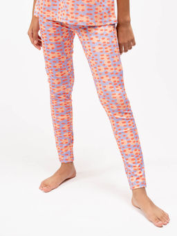 UMILDO - Active Girl's Polka Printed Orange Ankle Length Leggings