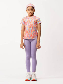 UMILDO - Girl's Solid Slim Fit Leggings and Polka Half Sleeves T-Shirt (Set of 2)