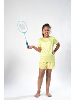 UMILDO - Girl's Pixel Printed Knee Length Skinny Fit Shorts- Neon Yellow