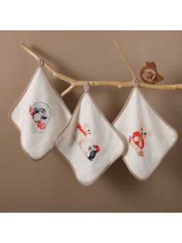 Cugo - White Bamboo Cotton Muslin Wash Cloth (Pack of 3) (0-6 months)