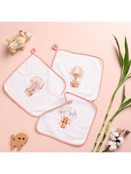 Cugo - White Bamboo Cotton Muslin Wash Cloth (Pack of 3) (0-6 months)