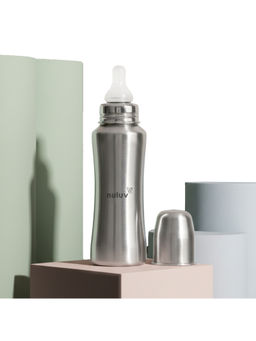 Nuluv - Silver Narrow Neck Steel Feeding Bottle 240ml (6-12 months)