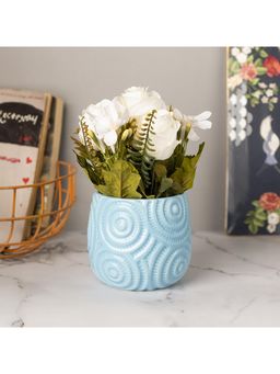 Voncasa - Stylish Off White Artificial Flower With Pot