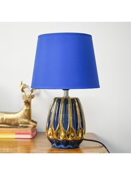 Voncasa - Stylish Blue Shade Table Lamp For Living Room & Bedroom Diwali Christmas Decoration
