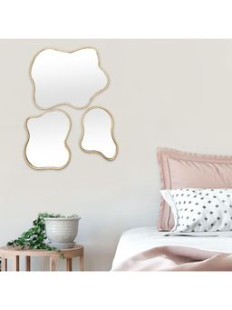 Voncasa - Wall Mirror Gold (Pack of 3)