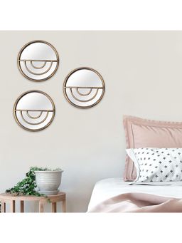 Voncasa - Wall Mirror Gold (Pack of 3)