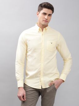 GANT - Men Yellow Solid Regular Shirt
