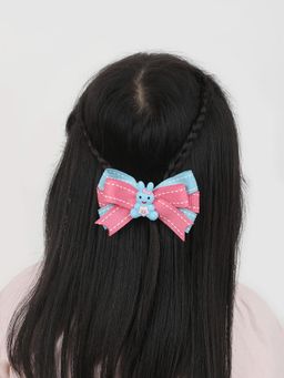 Arendelle - Bunny Charm Pink and Blue Hair Bow Clip for Girls