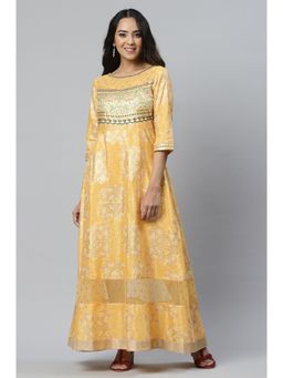 Aurelia - Yellow Printed Dress With Cutout Details