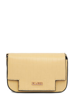 KLEIO - Vegan Leather Mini Croco Textured Shoulder Sling Handbag for Women-Beige