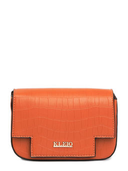 KLEIO - Vegan Leather Mini Croco Textured Shoulder Sling Handbag for Women-Tan