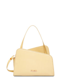 KLEIO - Vegan PU Hand Held Bag for Women With Adjustable Detachable Sling Strap-Beige