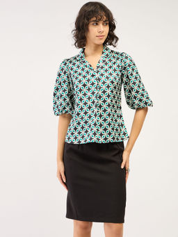 SALT Attire - Arc Geometric Front Pleat Top