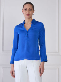 SALT Attire - Axiom-Blue Collared Top