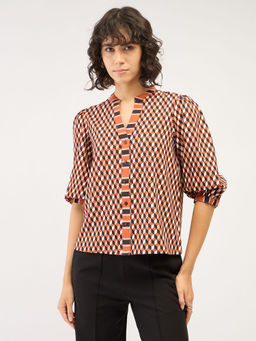 SALT Attire - Cuboid Geometric Button Down Top