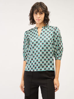 SALT Attire - Inlay Geometric Collared Top