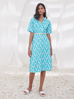 SALT Attire - Maze Geometric Collared Dress with Belt (Set of 2)