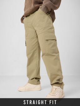 The Souled Store - Originals Solids: Moss Green Men Cargo Pants