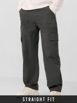 The Souled Store - Originals Solids: Charcoal Black Men Cargo Pants