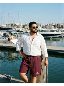 Keepfit - Men's Plus Size Maroon Watershorts With Zipper Pockets