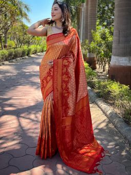 Vastranand - Latest One Gram Gold Tissue Kanjivaram Soft Silk Saree With Unstitched Blouse