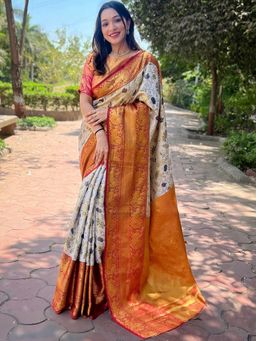Vastranand - Red Colour Banarasi One Grm Tissue Silk Festive Wear Saree With Unstitched Blouse