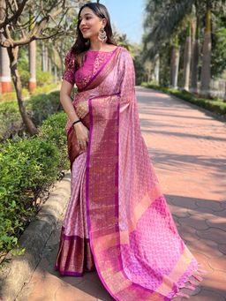 Vastranand - Beautiful Kanjivaram Silk Saree With Unstitched Blouse