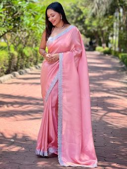 Vastranand - Christa Pink Pure Viscose Dyed Saree With Unstitched Blouse