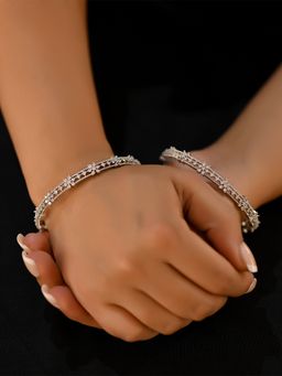 AG'S - Nyra American Diamond Silver Plated Bangle Pairs