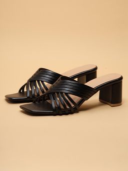 ERIDANI - Charlie Black Workwear Sandal Heels