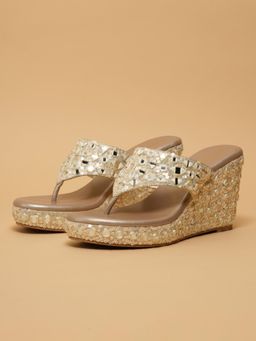 ERIDANI - Hiya Gold Thong Wedges