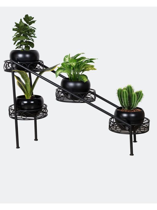 Homesake 4 Tier Ladder Plant Stand Rack Shelf Black
