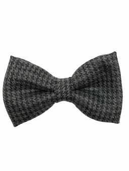 The Tie Hub - Houndstooth Light Grey Checks Wool Bow