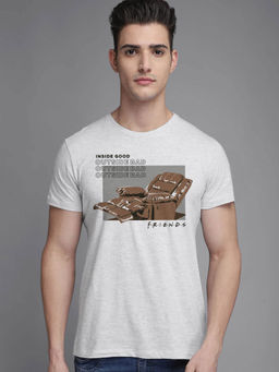 Free Authority - Friends Printed Grey Tshirt For Men