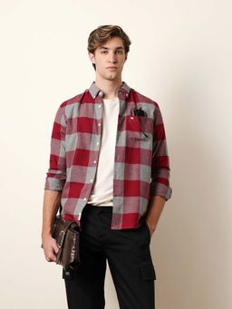 The Bear House - Men Checked Casual Full-Sleeve Shirt