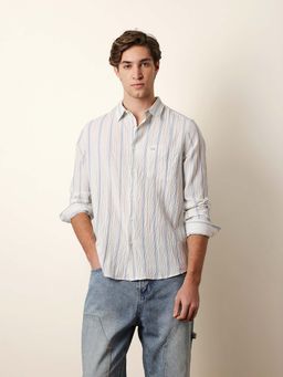 The Bear House - Men Striped Casual Full-Sleeve Shirt