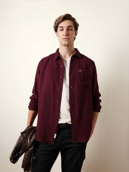 The Bear House - Men Textured Casual Full-Sleeve Shirt