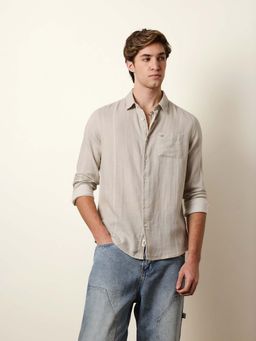 The Bear House - Men Striped Casual Full-Sleeve Shirt