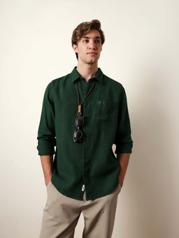 The Bear House - Men Textured Casual Full-Sleeve Shirt